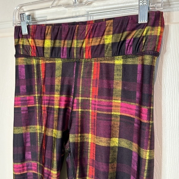 Terez funky plaid leggings. Purple, yellow, pink, red. Cute! - Picture 2 of 6